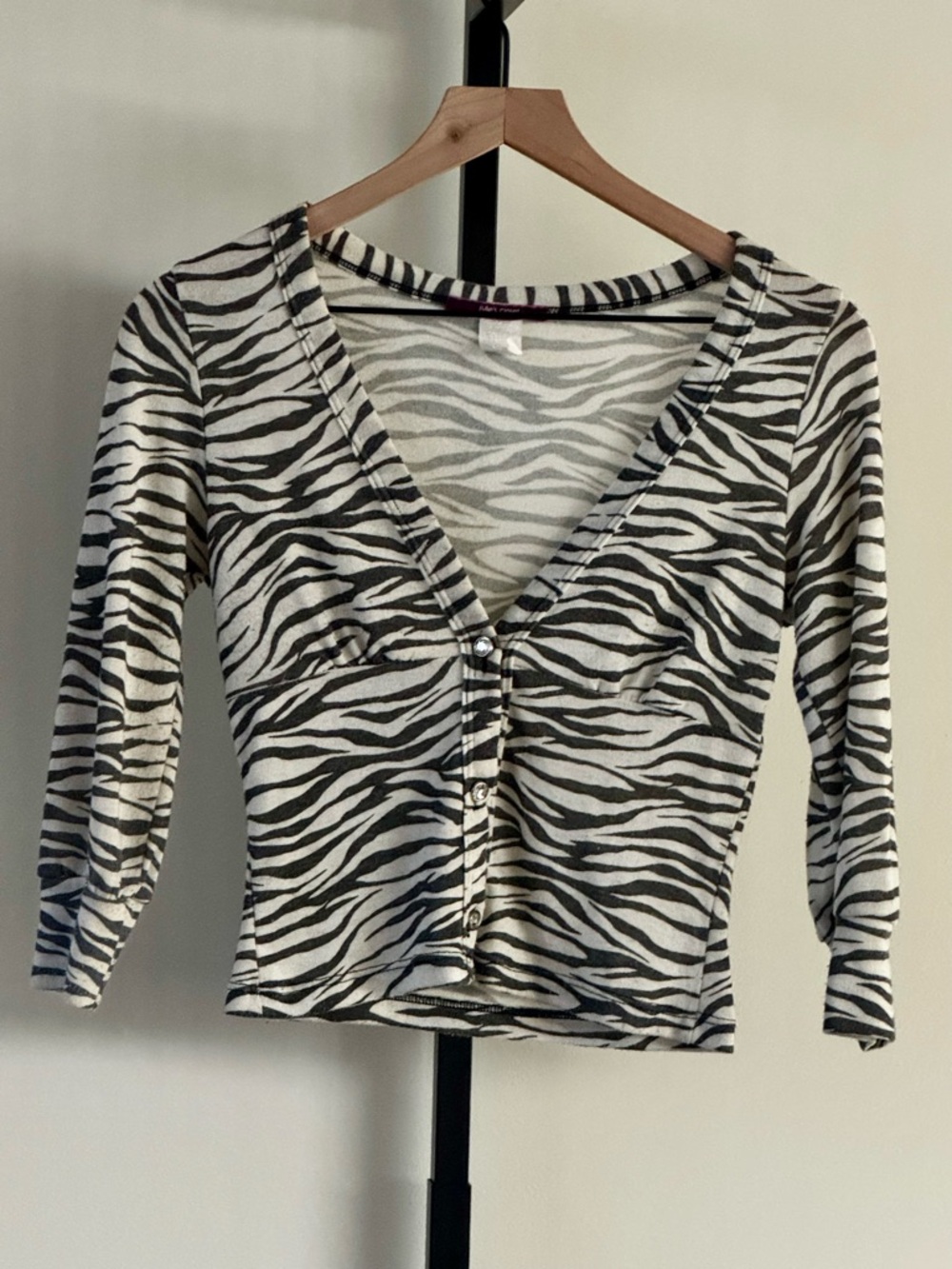 Vintage Y2K Zebra Print Cardigan Made in USA